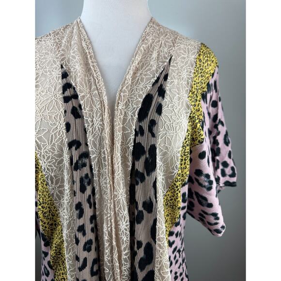 Gigio Boho Animal Print Lagenlook Kimono Cardigan Mesh Duster Plus Size 1XL 1X - Picture 7 of 16